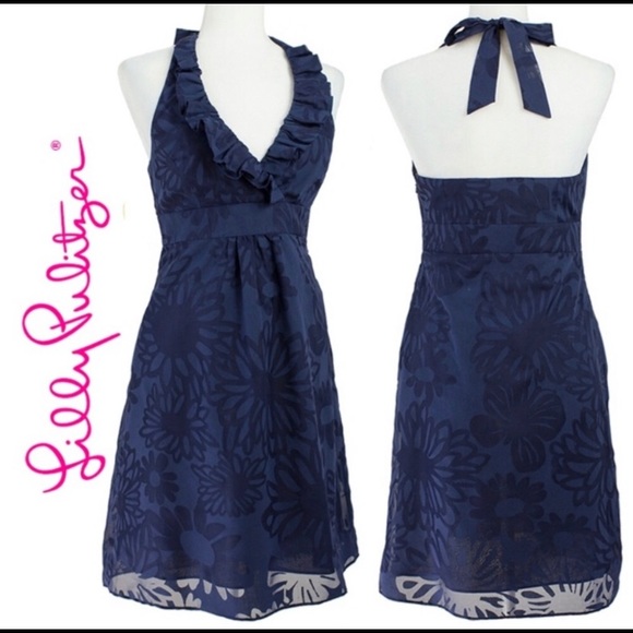 Lilly Pulitzer Dresses & Skirts - Lilly Pulitzer Navy Blue Ramona Blue Halter Dress